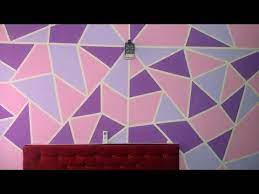 Geometric Wall Painting Using Masking Tape Youtube Wall Paint Patterns Geometric Wall Paint Tape Wall Art