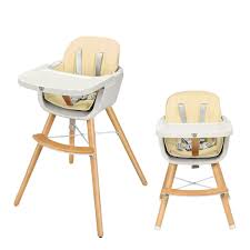 Bitty Baby High Chair Tray Babyjoy 3 In 1 Convertible Wooden High Chair Baby Toddler Highchair W Cushion Graybeigeyellow Walmart Com In 2020 Wooden High Chairs High Chair Convertible High Chair