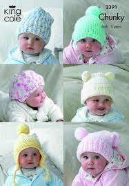 King Cole 6 Baby Hats Comfort Chunky Knitting Pattern 3391 Amazon Co Uk Kitchen Home Knitted Hats Kids Baby Hat Patterns Baby Hats Knitting