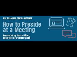 How To Preside At A Meeting Youtube