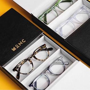 Home trial boxes allow side-by-side frame comparisons before buying, AI generated