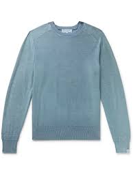 Rag Bone Lance Garment Dyed Cotton Sweater Blue Rag And Bone