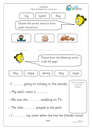 Oi oy digraphs worksheet how to teach vowels using the oi oy digraphs worksheet, students fill in the blank with oi and oy words to distinguish between the two vowel sounds. Oy Words Letters And Sounds By Urbrainy Com