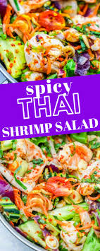 This chopped thai shrimp salad is loaded with veggies and tossed with a homemade garlic lime herb dressing. Spicy Thai Shrimp Salad Recipe Sweet Cs Designs