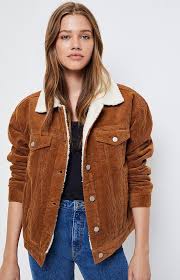 Pacsun Denim Jacket Women Corduroy Sherpa Jacket Plaid Jacket Outfit