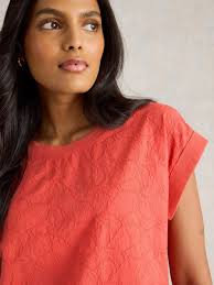 BETTY BRODERIE TEE in MID PINK