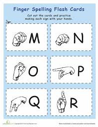 These printable british sign language flashcards feature the letters of the alphabet with images, written text and example words. Sign Language Flash Cards M Thru R Worksheet Education Com Flashcards Sign Language Sign Language Alphabet