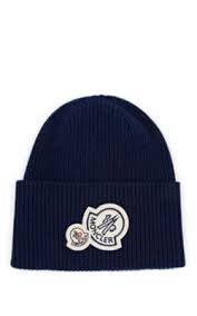 Moncler Double Logo Patch Wool Cashmere Beanie Blue Moncler Cashmere Beanie Patch Logo Beanie