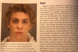 Textbook showing Brock Turner's photo next to entry