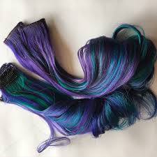 Purple And Teal Clip In Human Hair Extensions Human Hair Extensions Tape In Hair Extensions Ombre Human Hair Extensions
