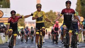 Tour de france 2018 winner great britain's cyclist geraint thomas (r) and third placed great britain's cyclist christopher froome. Tour De France 2019 Egan Bernal Wraps Up Win For Team Ineos Creates History For Colombia Tour De France Egan Giro D Italia