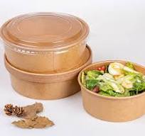 Kraft Disposable Paper Salad Bowl with Pet Lid Takeout Food Container