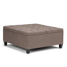 Brown tray ottoman coffee table with storage. Simpli Home Harrison Coffee Table Storage Ottoman Fauwn Brown 36 In X 36 In Axcot 265 Brl Rona