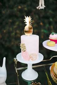 Birthday Rose Gold Pineapple Cake Design Aloha Bridal Shower Inspiration Hawaiian Themed Party 100 Layer Cake Aloha Bridal Shower Luau Bridal Shower Tropical Bridal Showers