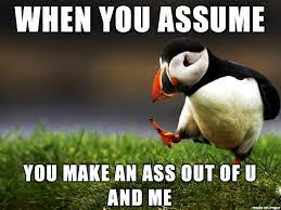 Never Assume Anything Meme On Imgur