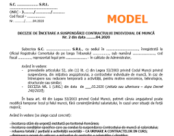 Alte legi naționale și acte normative secundare; Decizie De Incetare A SuspendÄƒrii Contractului Individual De MuncÄƒ Scoatere Din È™omaj Tehnic Model Cabinetexpert Ro Blog Contabilitate