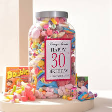 Don't fret over 30th birthday present ideas, prezzybox have you covered. Personalised Retro Sweet Jar Happy 30th Birthday Gettingpersonal