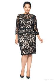 Plus Size Special Occasion Dresses Full Lace Bateau Long Sleeve Evening Gowns Knee Length Sheath Mother Of The Bride Plus Size Formal Dresses Evening Gowns With Sleeves Long Sleeve Evening Gowns