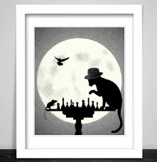 Printable Art Print The Cat Chess Master Full Moon Chess Etsy In 2020 Posters Art Prints Printable Art Prints Art