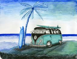 You can use my traceable for this painting which can be printed on two 8.5x11 papers and taped together. Vw Bus James Badger Paintings Prints Vehicles Transportation Automobiles Cars Volkswagen Artpal