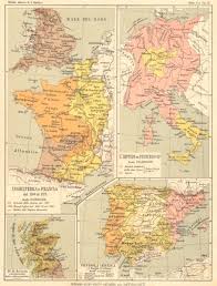 Europe Inghilterra Francia 13c Impero Federicoiio Ro Scozia Iberica 1889 Map