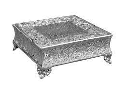 Buy acrylic cake stands, metal chandelier cake stands, cake plateau, pedestal cake stand, cupcake stands, wooden log cake stand, crown cake toppers, and more! Silver Square Embossed Metal Cake Stand Riser 22 Wedding Party Centerpiece Sofreh Aghd
