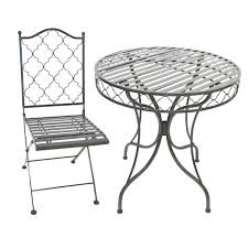 Intimate wm heart garden furniture sets, rattan garden table and chairs set 2, ergonomic outdoor 2 seater garden sofa, patio bistro table and chairs, black (3 pcs) 4.8 out of 5 stars. Grey Metal Garden Bistro Table And 2 Chairs Set Homegenies