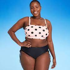 Juniors Plus Size Bandeau Bikini Top Xhilaration Blush Pink Polka Dot 26w In 2021 Plus Size Bandeau Bikini Trendy Swimsuits Polka Dot Bikini Bottoms