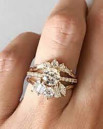 Courtney Mixed Shape Jacket Wedding Rings Unique Engagement Rings Wedding Bands Set Diamond Wedding Bands