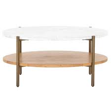 The design is reminiscent of midcentury modern design and pairs well with both antiques and modern classic styles. Charlotte Modern Classic White Marble Top Brown Oak Wood Oval Coffee Table 31 W 40 W Kathy Kuo Home