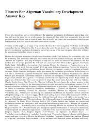 Check spelling or type a new query. Flowers For Algernon Vocabulary Development Answer Key Vocabulary Cognitive Science