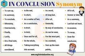 In Conclusion Synonym 30 Useful Synonyms For In Conclusion English Study Online Conclusion Words Essay Writing Help Writing Words