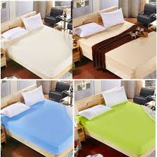 Wholesale Solid Color Fitted Sheet Bed Sheet Elastic Mattress Cover Bed Linen Bedspread Polyester Cotton Twin Double Queen Dengan Gambar