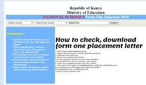 Reporting date will be from 7th january 2020! How To Check 2020 Form One Placement Download Admission Letter Kcpe 2019 Kenyanize