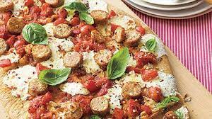 Fresh Mozzarella Basil And Chicken Sausage Pizza Recipe Recipe Healthy Homemade Pizza Sausage Pizza Healthy Appetizer Recipes