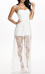 White Sheer Lace Overlay Long Slip Dress Stella La Moda Long Slip Dress Lace Dress Long Lace Maxi Dress