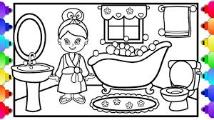 In coloringcrew.com find hundreds of coloring pages of the bathroom and online coloring pages for free. How To Draw A Bathroom For Kids Doll House Coloring Pages How To Draw A Girl Youtube