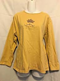 Decorated Originals Gold Top Size Xl Embroider Tree With Gem Chip Scoop Neck 3 4 Decoratedoriginals Pullovershirt Any Tops Pullover Shirt Womens Tops