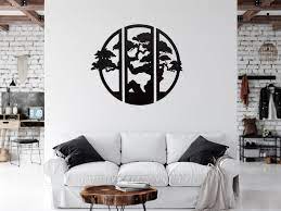 3d Decorative Openwork Panel Wall Panels Bonsai Wooden Wall Decor Wood Wall Art Japanese Orient Decor Natural Plant Decor Triptych Wall Decor Wood Wall Art Wall Panels