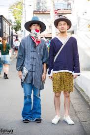 When We Met Kazushiro And Atsuki On The Street In Harajuku They Were Wearing Fashion From Elephant Trib Japanese Street Fashion Fashion Harajuku Fashion Street