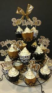 30th Birthday Cupcakes Black And Gold Cupcakes 30th Birthday Gold Black 30th Birthday Cupcakes Wedding Anniversary Decorations Birthday Cupcakes
