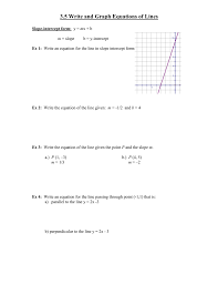 Learn more about how to write an equation with worksheets help. 3 5 Write And Graph Equations Of Lines Slope Intercept Form Ex 1