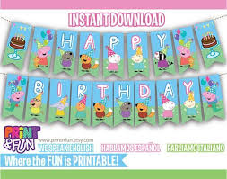 Bunting Banner Peppa Pig Party Printables Descarga Inmediata Peppa Pig Birthday Party Peppa Pig Party Peppa Pig Happy Birthday