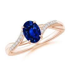Oval Blue Sapphire Split Shank Ring With Diamond Accents Black Diamond Ring Engagement Blue Sapphire Rings Blue Sapphire