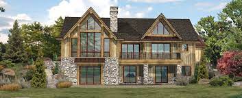 Lakefront Rear Rendering By Wisconsin Log Homes 3 Lakefront Homes Lakefront House Plans Cottage Floor Plans