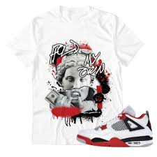 Buy Shirt To Match Air Jordan 4 Retro Fire Red Sneaker H M O H M O Tee Online In Japan 393289432843