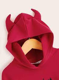 Girls Embroidery Slogan Hoodie With 3d Devil Horns Design Shein Eur Mix & match this shirt with other items to create an avatar that is unique to you! girls embroidery slogan hoodie with 3d devil horns design