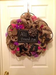 College Wreath With Chalk Board To Change Messages Burlap Ribbon Wreath Cheetah Pink Purple Burlap Ribbon Wreaths Ribbon Wreath Wreaths