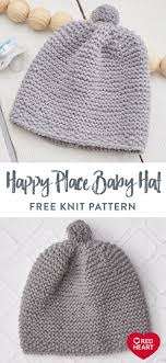 Happy Place Baby Hat Free Knit Pattern In Red Heart Amore Yarn Amore Yarn Is So Soft We Had To Make A In 2020 Knitting Patterns Free Baby Hats Knitting Free Knitting