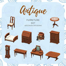 The Antique Furniture Set This Set Comes In Black Cherry And Light Wood Stains You Can Join My Animal Crossing Funny Animal Crossing New Animal Crossing